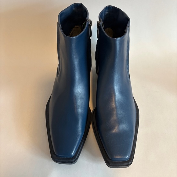 Franco Sarto  womens Forta Blue faux leather square wester moto ankle boots 8.5 - Picture 4 of 11